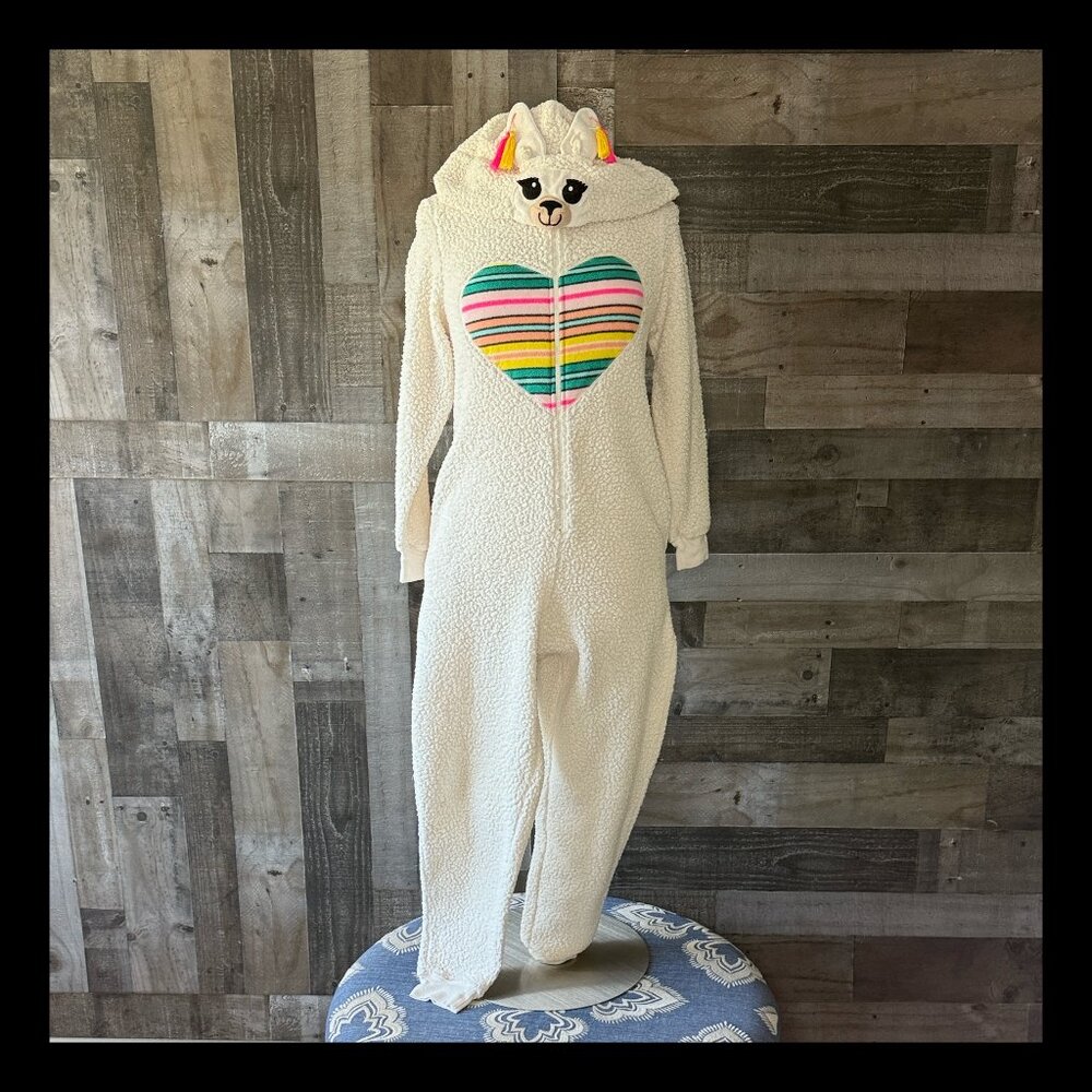 Xhilaration llama onesie costume small rainbow heart festival loungewear winter